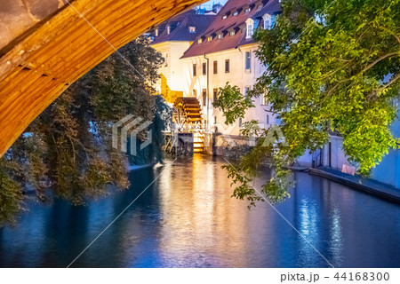 Certovka River and old Water mill under Charles Bridge, Lesser Town of Prague, Czech Republic Certovka River and old Water mill under Charles Bridge, Lesser Town of Prague, Czech Republic 44168300