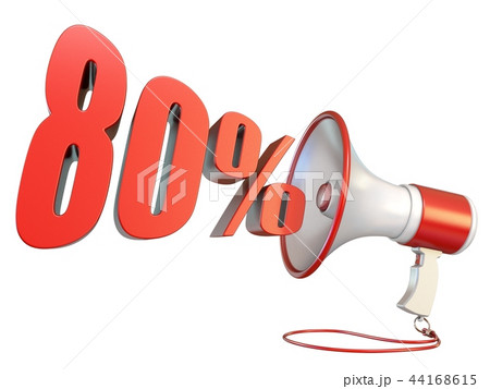 80 percent sign and megaphone 3D 44168615