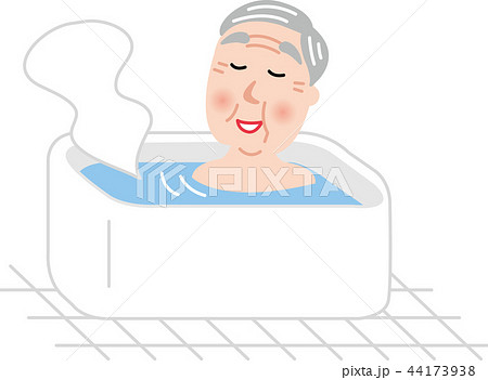 シニア 男性 入浴 適温のイラスト素材