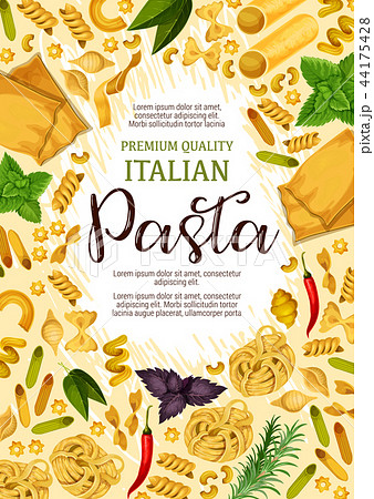 Premium pasta and Italian cuisine food poster Premium pasta and Italian cuisine food poster 44175428