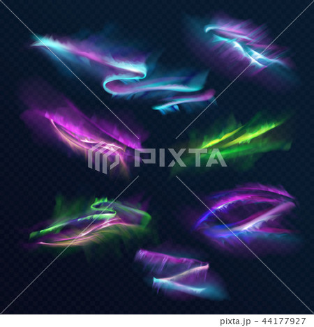 Aurora borealis polar lights vector realsitic set 44177927