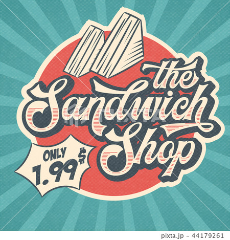 Retro advertising restaurant sign  sandwich shop 44179261