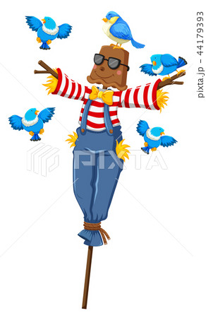 Scare crow with blue birds Scare crow with blue birds 44179393