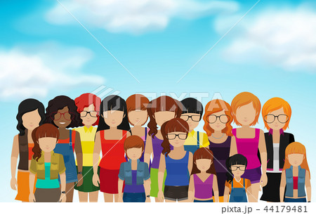 Set of female icons in flat style Set of female icons in flat style 44179481