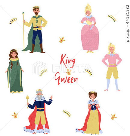 Collection Of Fairytale Characters King Queen のイラスト素材