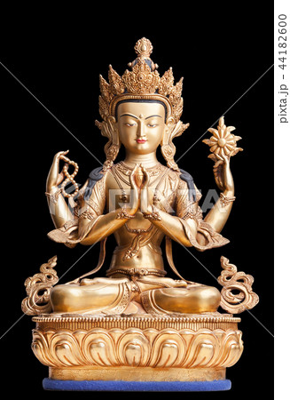 Four-armed form of Avalokiteshvara made of metal. Four-armed form of Avalokiteshvara made of metal. 44182600