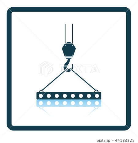 Icon of slab hanged on crane hook by rope slings 44183325