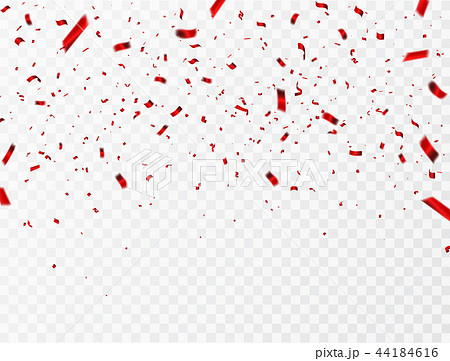 Celebration Background Template With Confetti And Red Ribbons