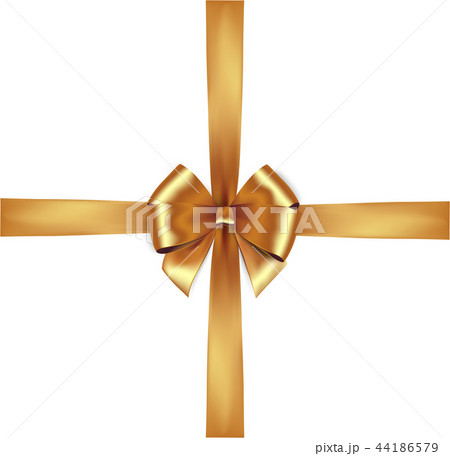 Shiny golden satin ribbon. Vector isolate gold bow 44186579