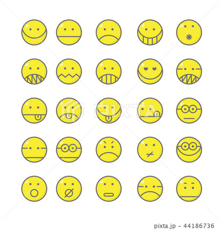 Set of Emoticon with simple line design style Set of Emoticon with simple line design style 44186736