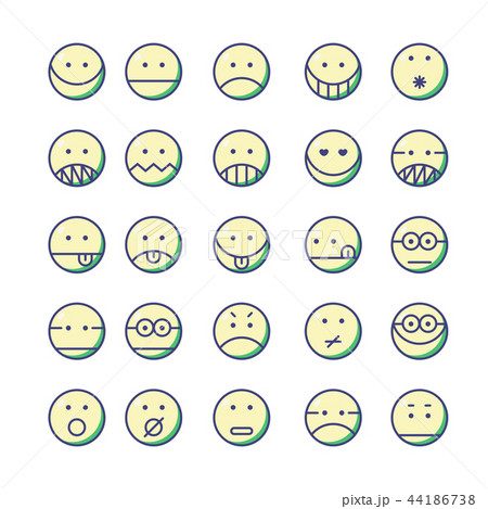 Set of Emoticon with simple line design style Set of Emoticon with simple line design style 44186738
