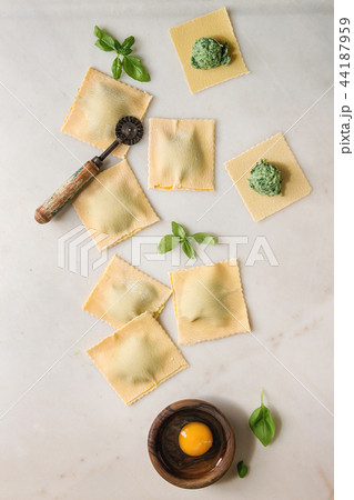 Ingredients for homemade pasta cooking Ingredients for homemade pasta cooking 44187959