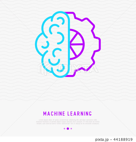 Machine learning icon: half brain and half wheel Machine learning icon: half brain and half wheel 44188919
