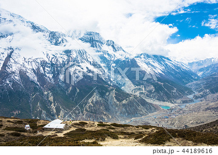 View of Manang village and Bagmati river, Nepal. View of Manang village and Bagmati river, Nepal. 44189616