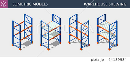 Vector Isometric Set of Storage Shalving or Rack. 44189984