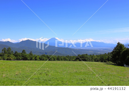 【山梨県立八ヶ岳牧場】夏のまきば公園と富士山 【山梨県立八ヶ岳牧場】夏のまきば公園と富士山 44191132
