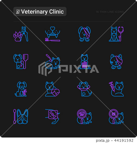 Veterinary clinic thin line icons set 44191592