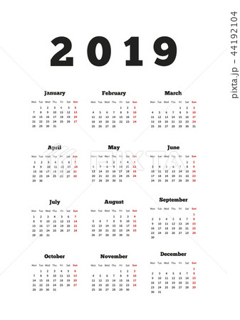 Calendar on 2019 year isolated on white Calendar on 2019 year isolated on white 44192104