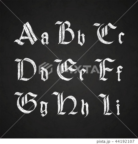 Old hand drawn gothic letters drawing Old hand drawn gothic letters drawing 44192107