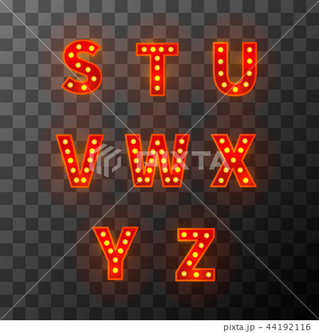 Lighting bulb font, bright cabaret alphabet 44192116