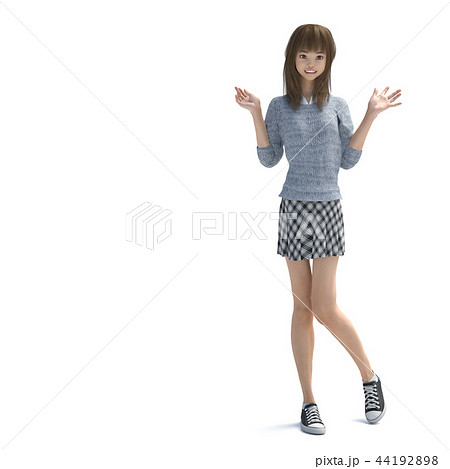 ロングヘアの若い女性 perming3DCGイラスト素材 ロングヘアの若い女性 perming3DCGイラスト素材 44192898