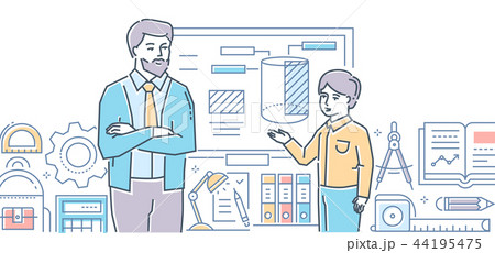 Drawing lesson - colorful line design style illustration 44195475