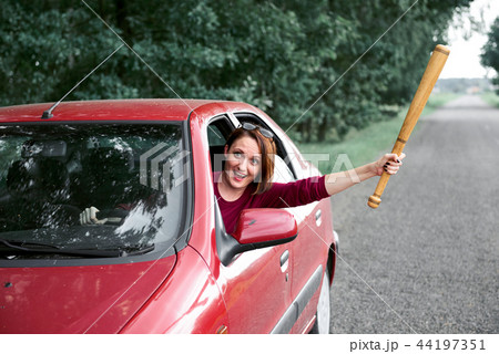 young girl with the red car young girl with the red car 44197351