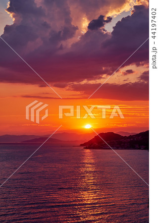 Summer sunset over the sea in Croatia 44197402