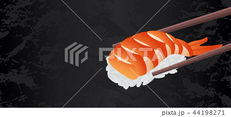 Shrimp sushi piece vector with chopsticks isolated 44198271