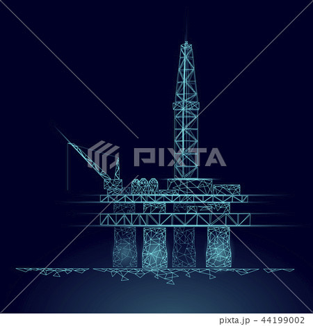 Ocean oil gas drilling rig low poly business concept. Finance economy polygonal petrol production 44199002
