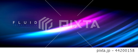 Neon glowing fluid wave lines, magic energy space light concept, abstract background wallpaper 44200158