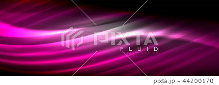 Neon glowing fluid wave lines, magic energy space light concept, abstract background wallpaper 44200170