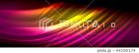 Neon glowing fluid wave lines, magic energy space light concept, abstract background wallpaper 44200174