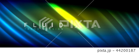 Neon glowing fluid wave lines, magic energy space light concept, abstract background wallpaper 44200187