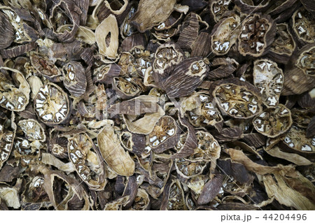 Chinese traditional medicine, close up dry herbs or leaves top view 157 Chinese traditional medicine, close up dry herbs or leaves top view 157 44204496