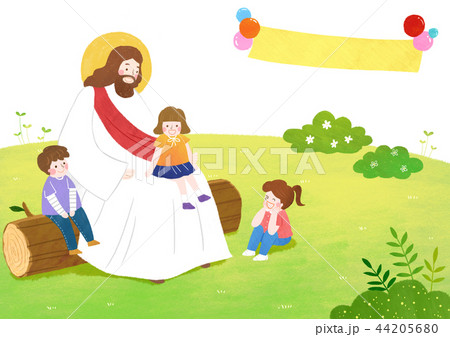 The Bible School Of Jesus With Children Vector のイラスト素材 44205680 Pixta