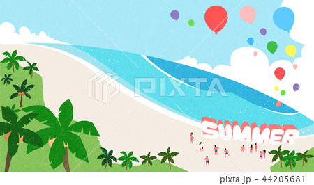 A beautiful summer day at the beach. beachscape vector illustration. 005 44205681
