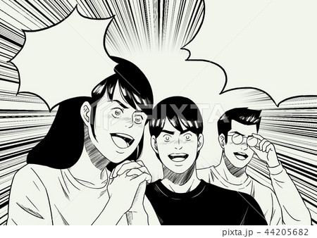 Hand drawing sketches with characters vector illustration. comic speech text bubble on white background. 009 44205682