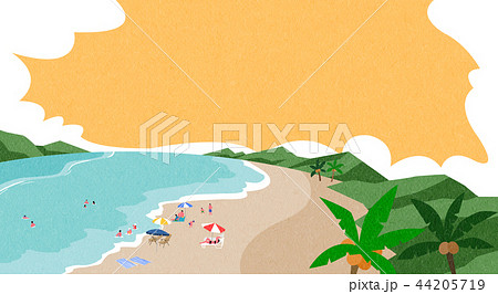A beautiful summer day at the beach. beachscape vector illustration. 004 44205719