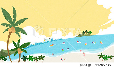 A beautiful summer day at the beach. beachscape vector illustration. 006 44205735