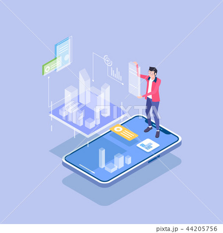 Flat isometric Smart life concept template vector illustration. 006 44205756