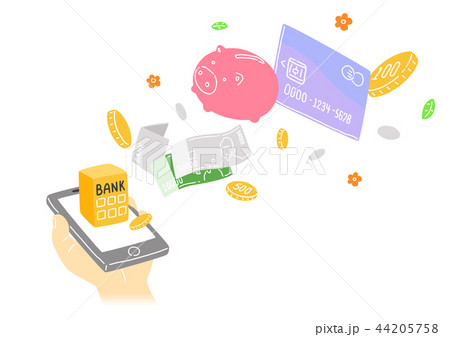 Concepts of online payment methods and saving in the mobile banking vector illustration. 001 44205758