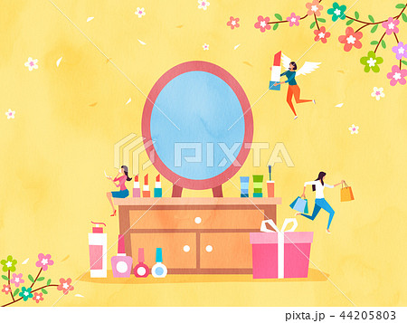 Spring and Summer season shopping event for mobile and web vector illustration design with colorful background. 008 44205803