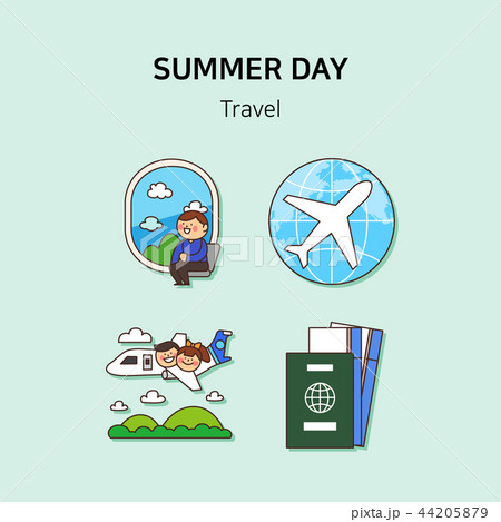 Set of icons for summer vector illustration. cute character flat style with colorful background. 013 Set of icons for summer vector illustration. cute character flat style with colorful background. 013 44205879