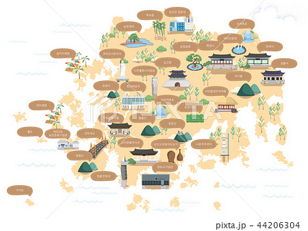 Korean Regional Map Vector Illustration 6 44206304