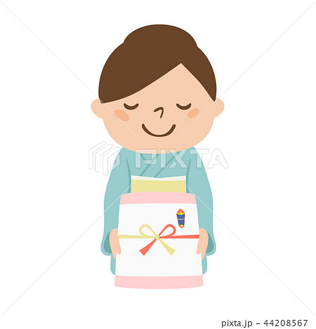 女性のイラスト 感謝の気持ちを込めた贈り物を渡している姿 のイラスト素材