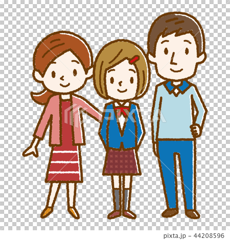 幸せ家族　手描き風 44208596