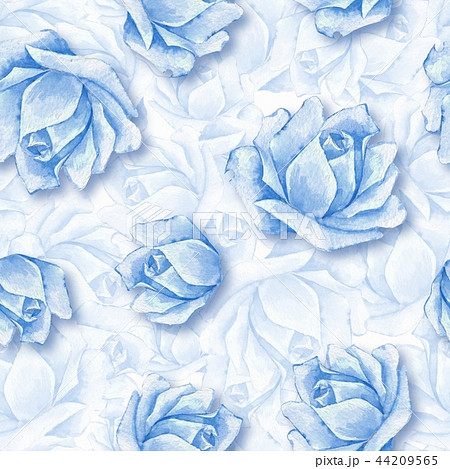Floral seamless pattern with blue roses 44209565