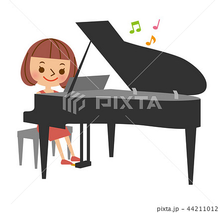 ピアノ 女性のイラスト素材 44211012 Pixta