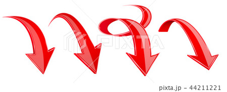 Red arrows set. 3d web DOWN icons 44211221